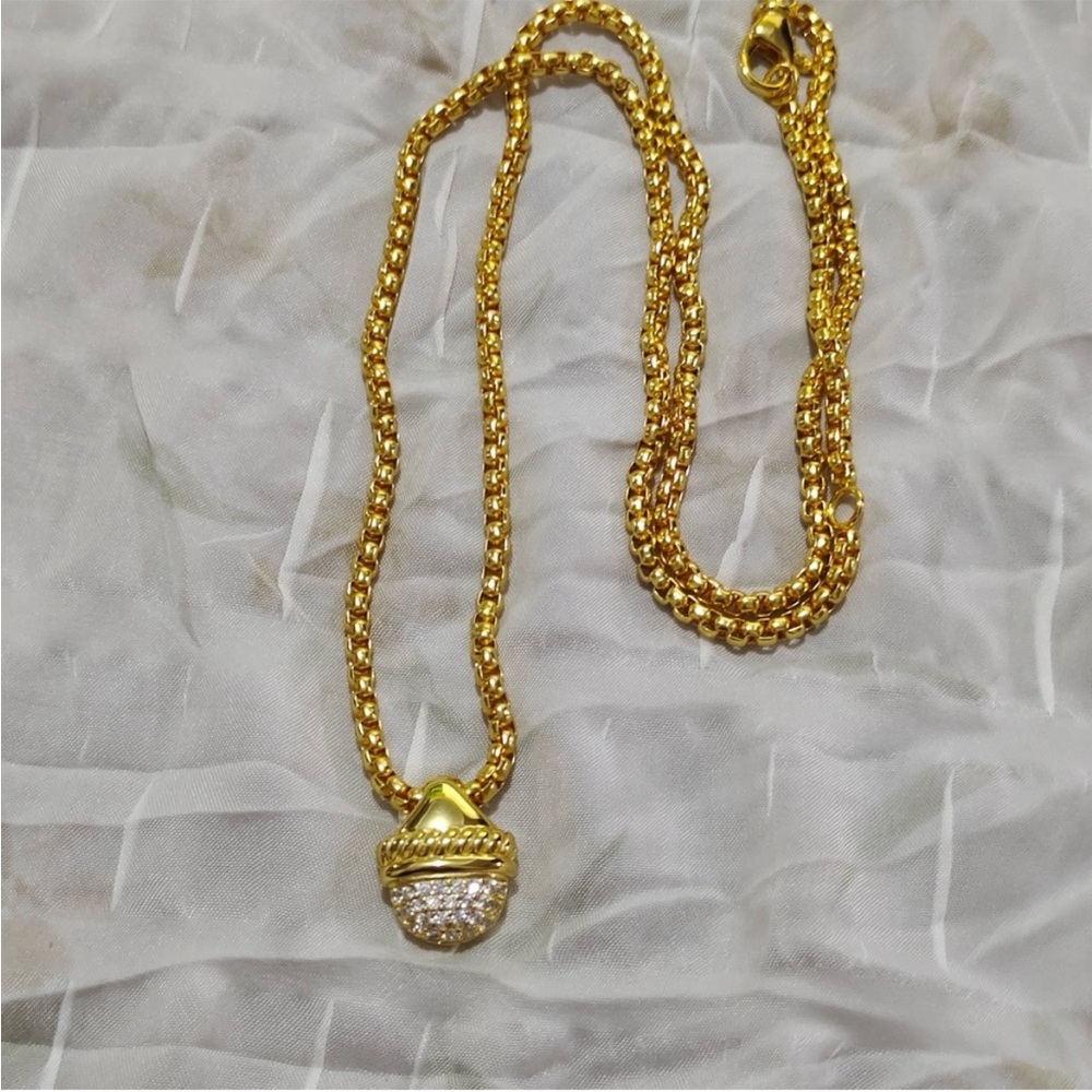 David Yurman Gold Acorn Pendant Necklace with Pave Accent - Women